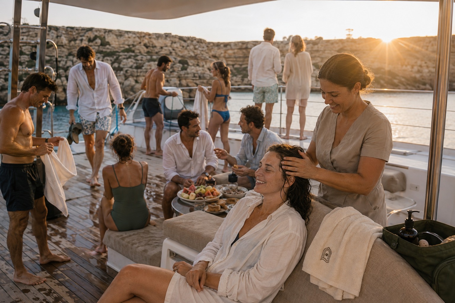 Lispa therapist performing a treatment on board