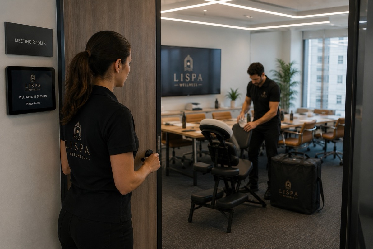 Lispa team setting up in meeting room